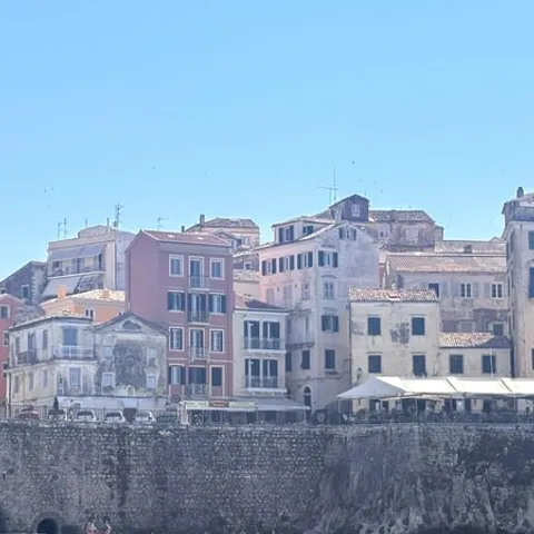 The old town of Corfu seen from the water