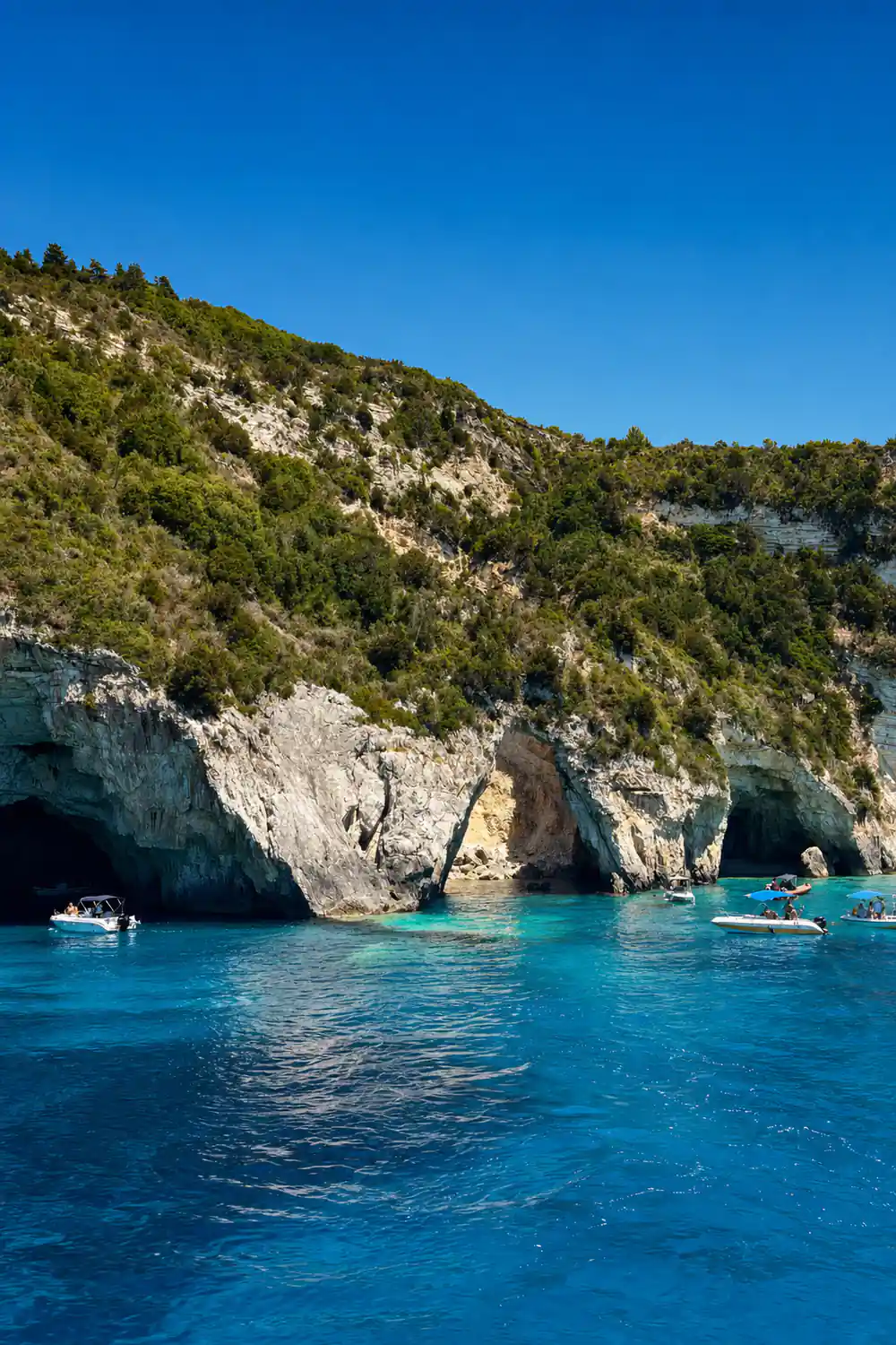 a low limestone headland with caves at the waterline